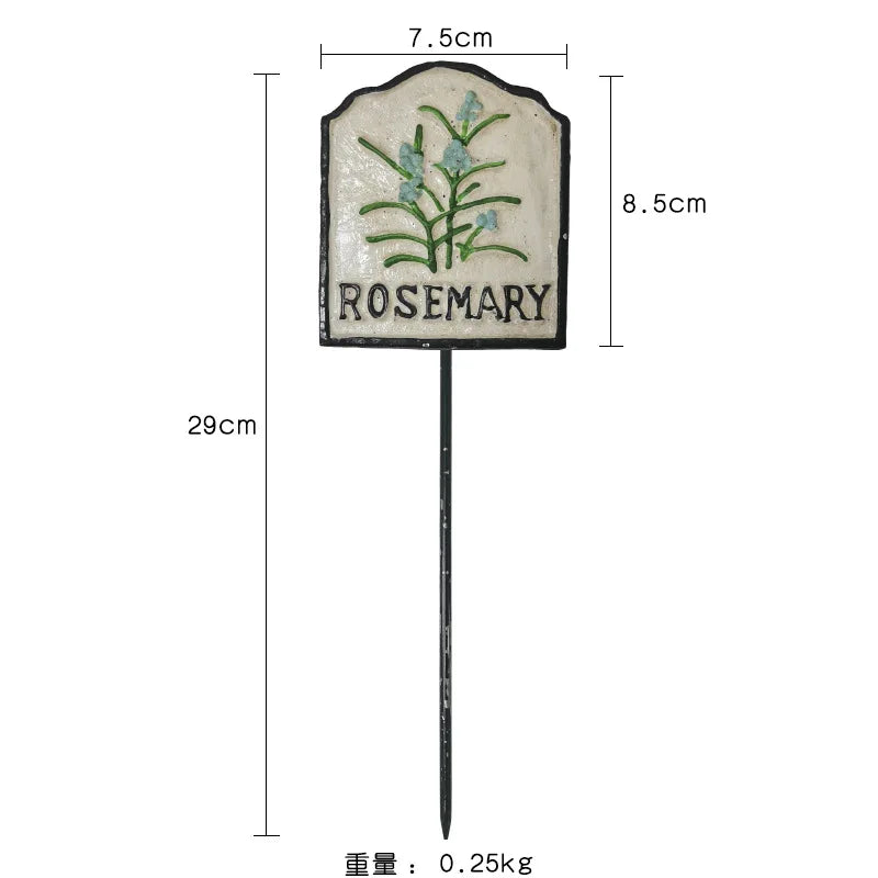 Cast Iron Vintage Plant Markers, Garden Labels, Rustic Decor for Balcony and Yard, English Letter Tags.