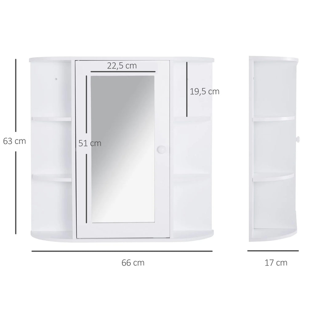 Homcom Bathroom Cabinet with Mirror with 1 Door 2 Interior Shelves 66X17X63 cm