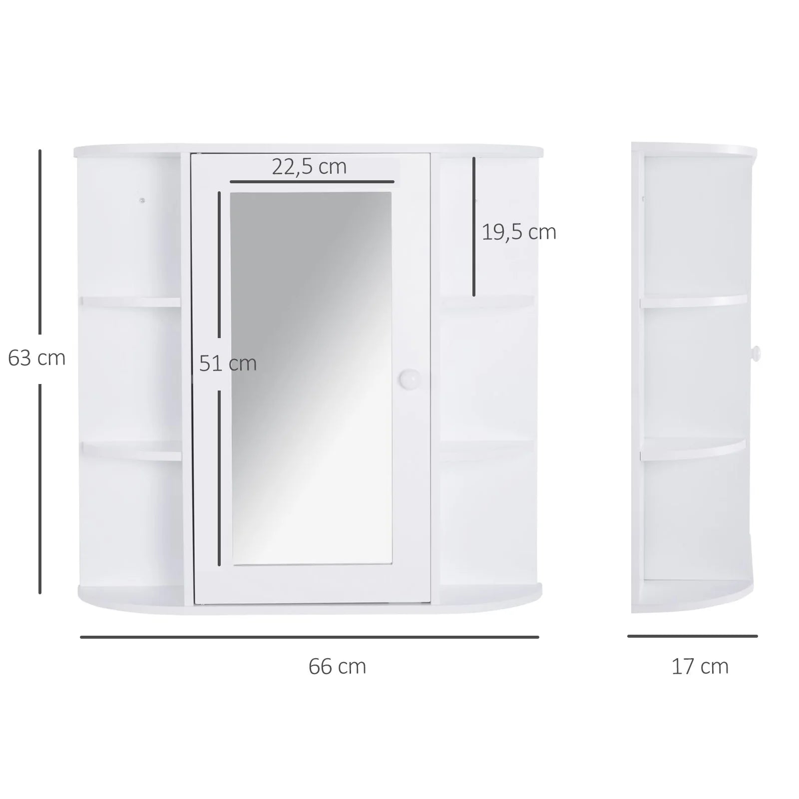 Homcom Bathroom Cabinet with Mirror with 1 Door 2 Interior Shelves 66X17X63 cm