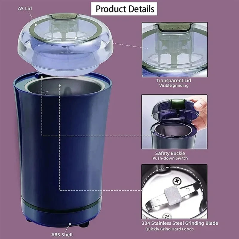 2025 New Small Electric Grinding Machine Grain Grinder Coffee Grinder Stainless Steel Nuts Beans Grains Mill Herbs for kitchen