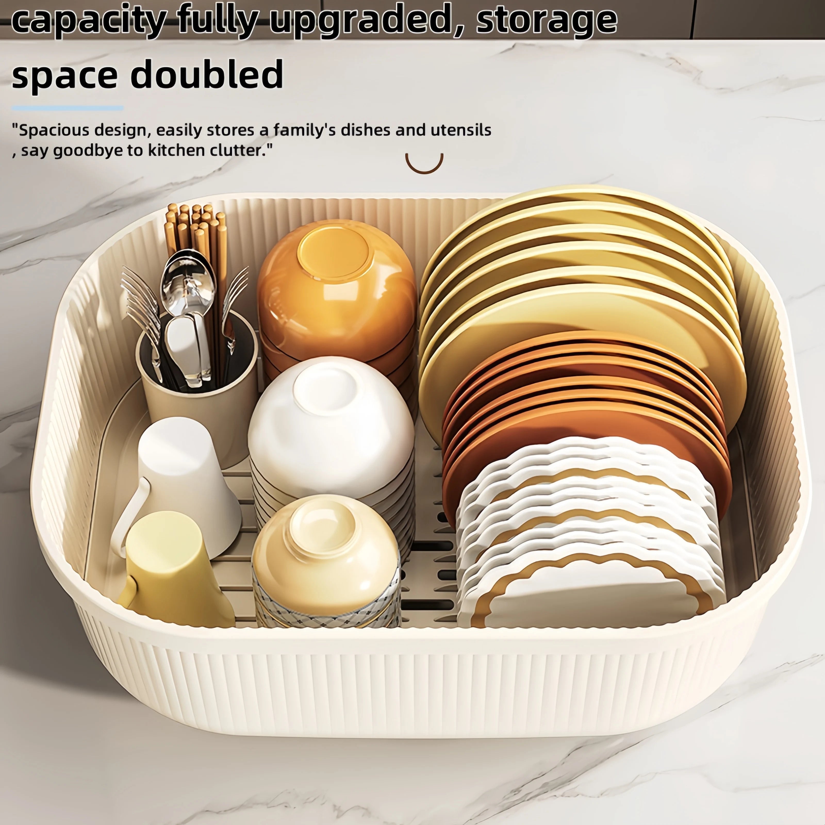 Large Capacity Kitchen Storage Box, Multifunctional Drain Bowl Shelf, bowls and Chopstick Sorganizer, kitchen Accessories, hogar