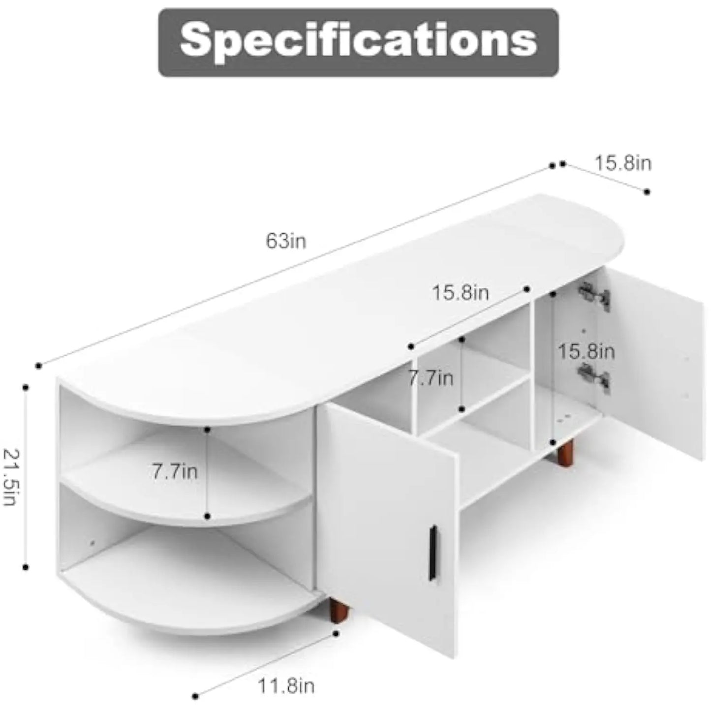 White Tv Stand for 70 75 英寸 Tv Modern, 63 英寸 Media Console, Entertainment Center with Storage Cabinets for Living Room, Bedroom