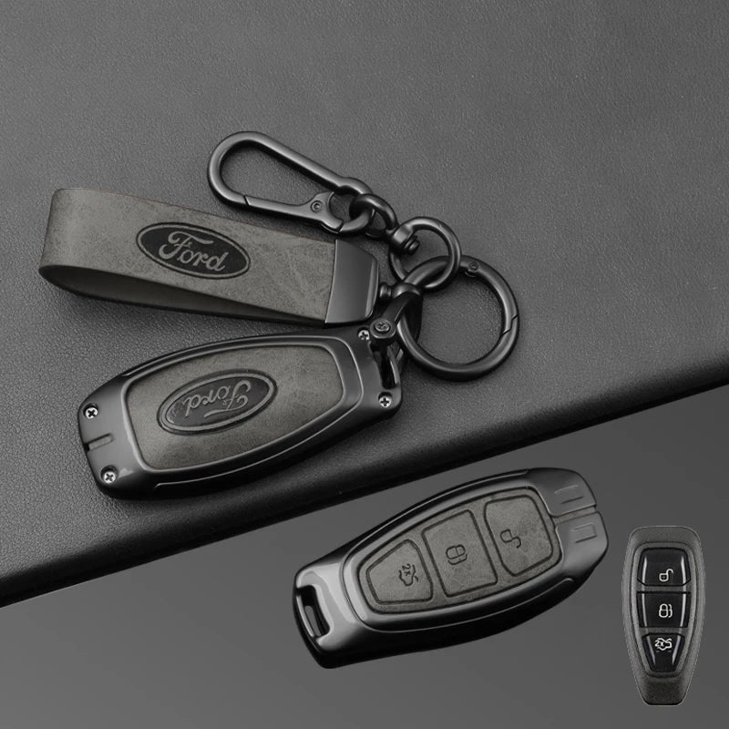 Leather Car Key Case Full Cover for Ford Focus 3 4 ST Mondeo MK3 MK4 Fiesta Fusion Kuga 2013 2014 2015 2017 Keychain Accessories