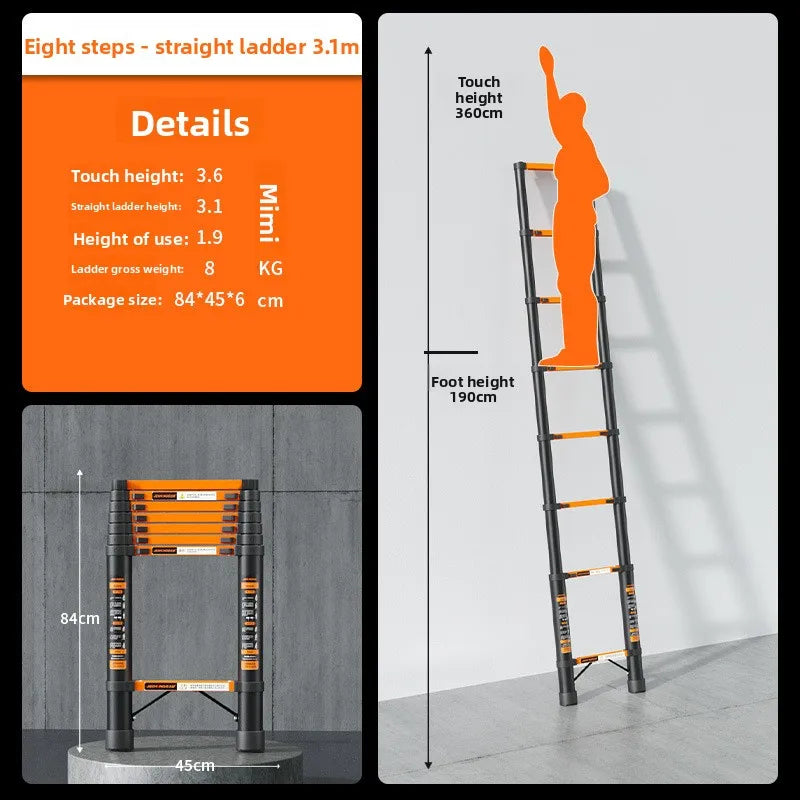 Thickened carbon steel telescopic ladder Multifunctional herringbone ladder Bamboo ladder Lifting  folding engineering staircase