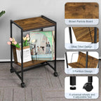 Record player stand, turntable stand with wheels, bedside table, record player table with album storage rack