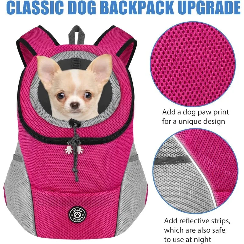 New Portable Double Shoulder Pet Carrier Backpack - Outdoor Travel Mesh