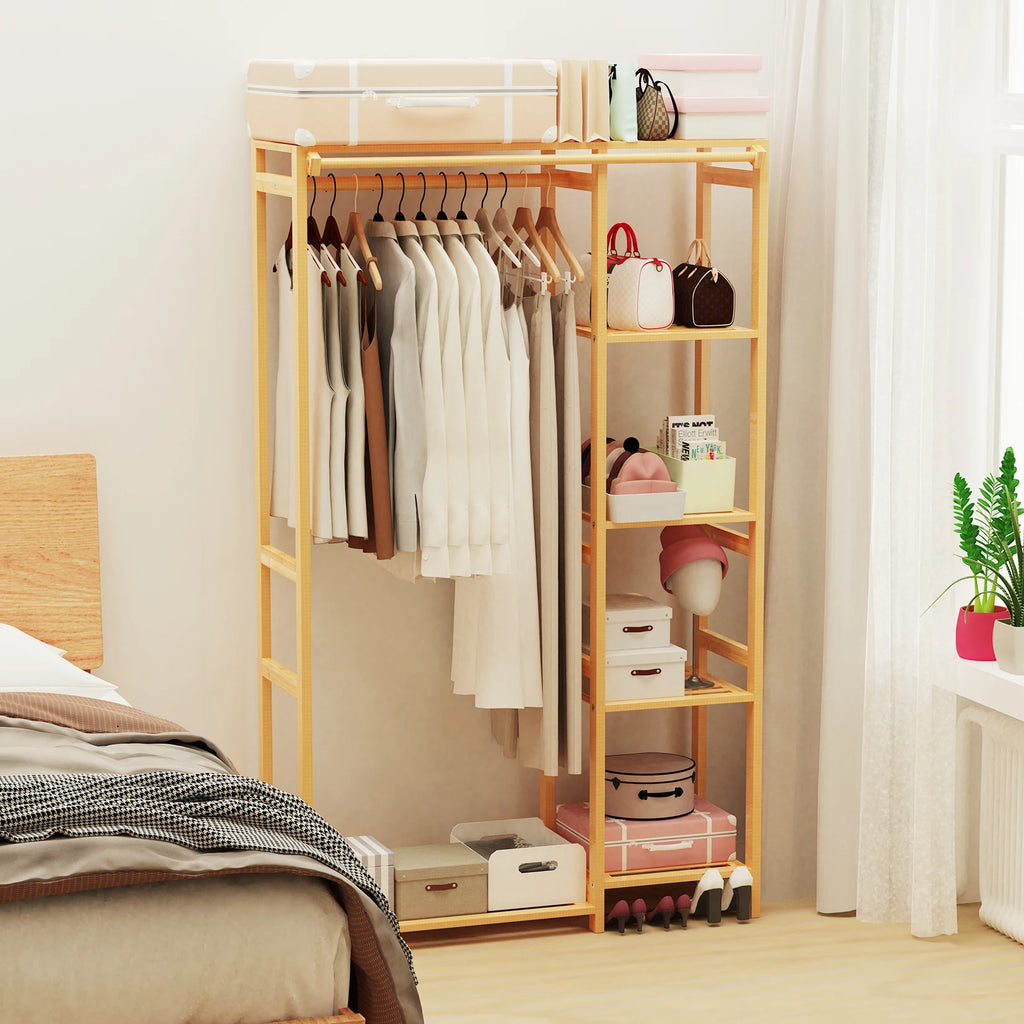 Open Wardrobe Clothes Coat Hanging Rack Heavy Duty Organizer Storage Shelf