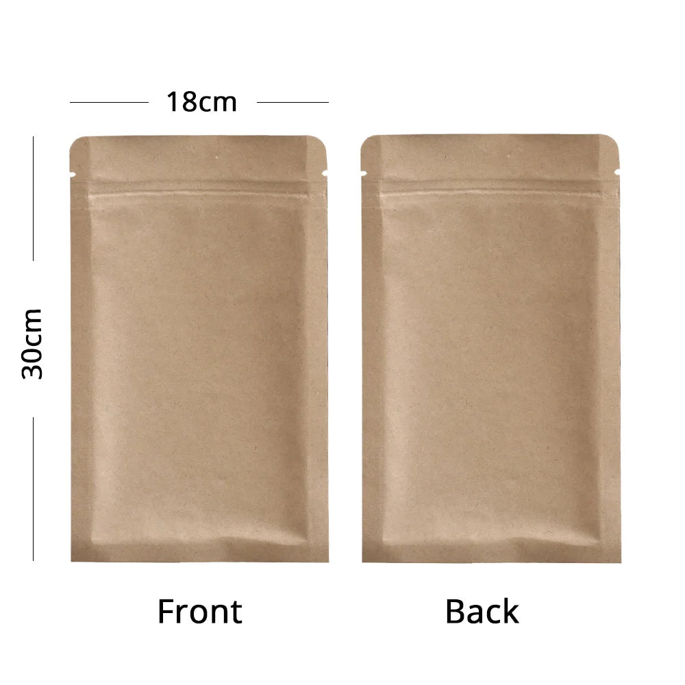 Zip Lock Mylar Packaging Bags with Tear Notch,Multi Sizes Smell Proof Kraft Paper Bags,Heat Sealing Ziplock Pouches,Eco-friendly