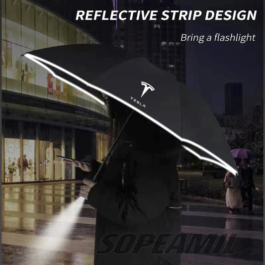 Car Led Light Automatic Folding Windproof Sunshade Umbrella For Tesla Model 3 Model Y Model S Model X Cybertruck Beast Roadster