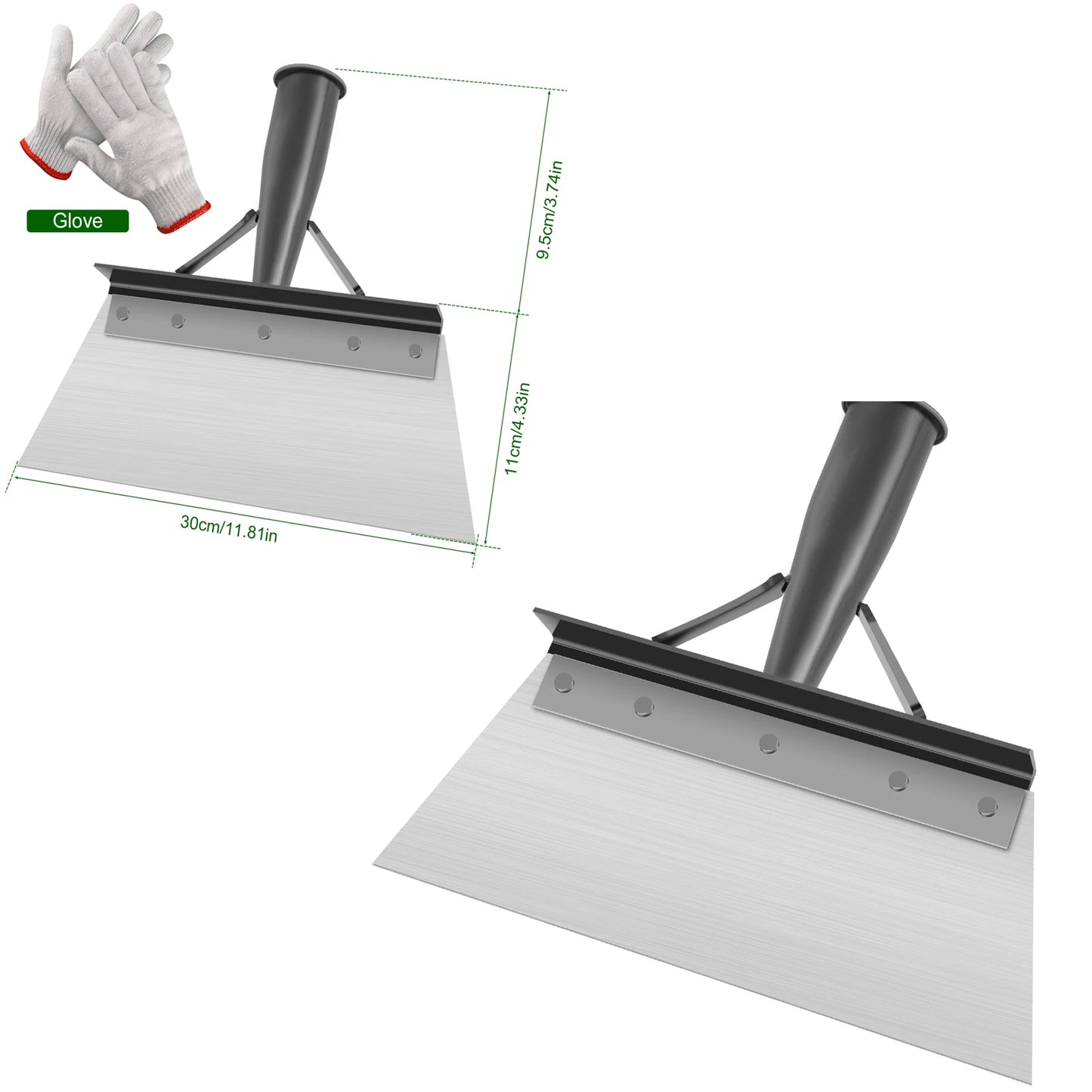 Multi-Use Cleaning Shovel Head 9.8inch Garden Pig Farm Pigeon Chicken Coop Manure Shovel Stainless Steel Weeding Hand Shovel