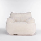 Soft Teddy Fabric Tufted Foam Bean Bag Chair With Teddy Fabric Ivory White