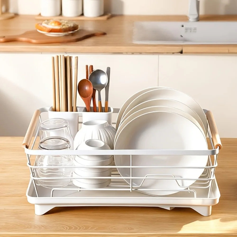 Double-layer Kitchen Dish Drying Rack Space-saving Ventilated Sink Dish Storage Basket Removable Metal Plate Rack Home