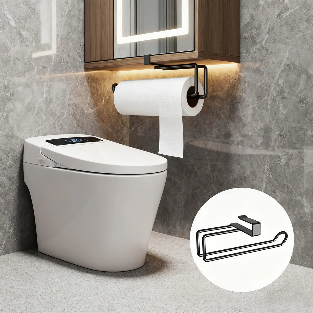 Kitchen Paper Towel Rack Cabinet Kitchen Supplies Bathroom Wall-Mounted Matte Metal Roll Paper Holder