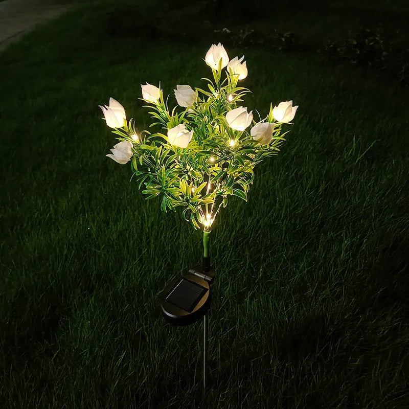 1/2/3/4pc 11-Flower Solar LED Gardenia Lights Outdoor Garden Decor Automatic Light Sensor for Patio Lawn Yard Solar Garden Light