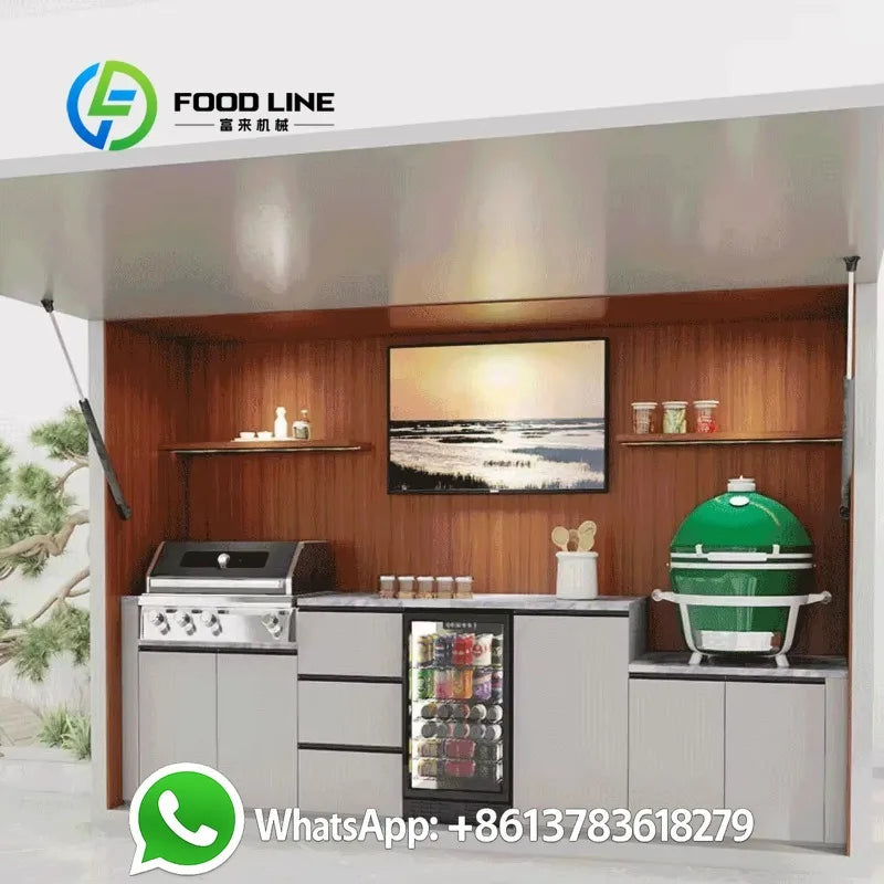 Customized Compact Outdoor Kitchen Chic Design Customizable for Small Balcony Grilling Apartment Friendly Easy Install Setup