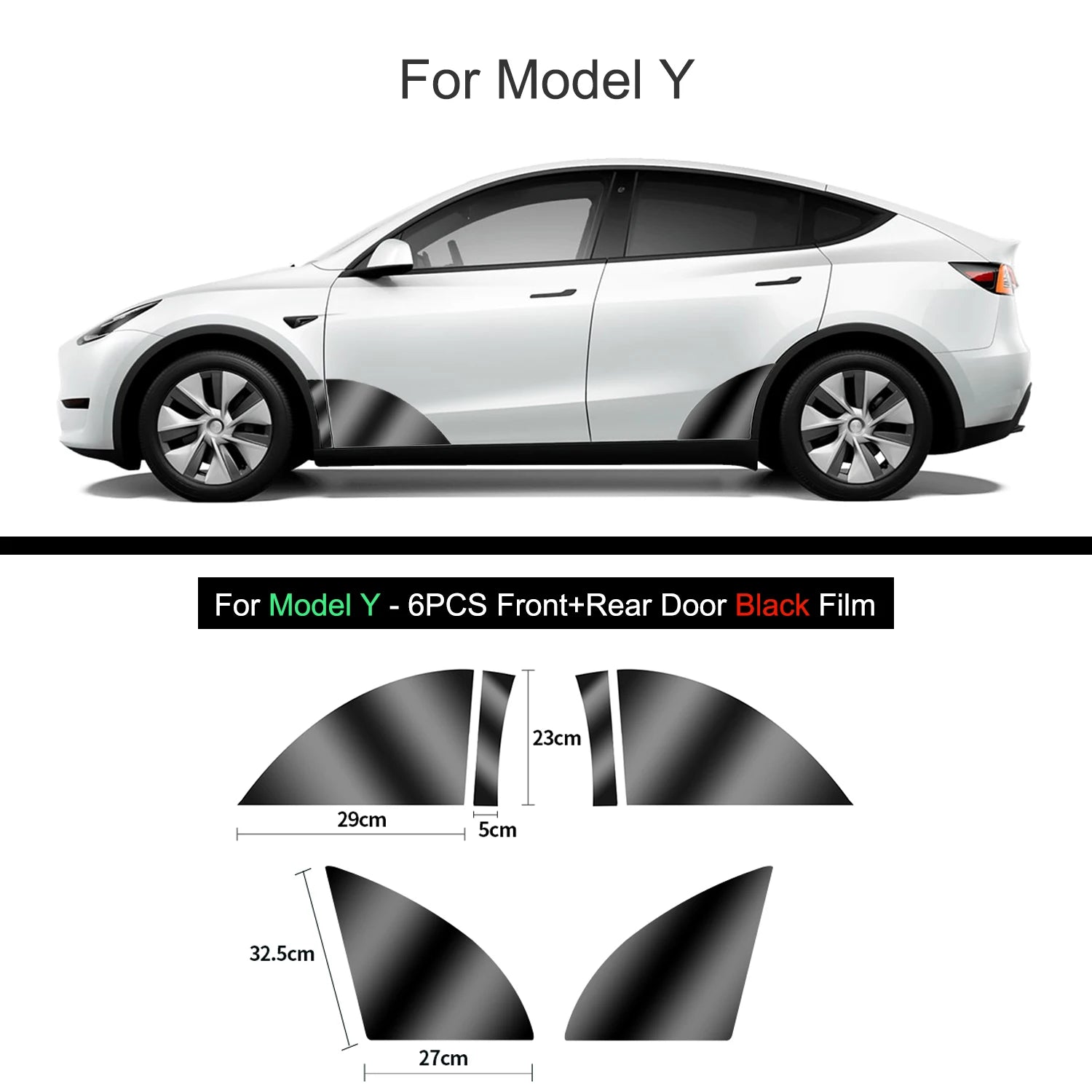 Black TPU Car Body Protective Film Invisible For Tesla Model 3/Y 2017-2025 Front Rear Door Extended Transparent Car Clothing Set