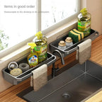 Kitchen Faucet Drain Storage Basket, Sponge Dishcloth Soap Holder, Self-draining Sink Organizer Rack Kitchen Accessories