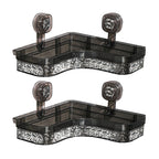 2Pcs Bathroom Shelf Wall Mounted Corner Storage Shelves Shampoo Holder Cosmetic Rack Iron Shower Drain Basket Bathroom Organizer