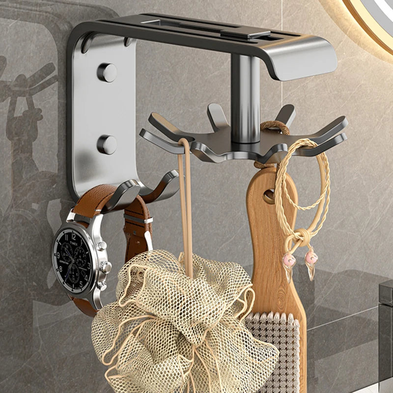 Kitchen Swivel Hook 360 Rotatable Self-Adhesive Hooks Kitchen Hooks For Utensils Wall Mount Hanger With 10 Hooks No Drilling