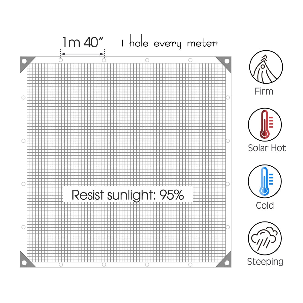 95% Shading Rate Dark Green Garden Shade Cloth w/Grommets Plant Cover Sun Shade Net Shade Fabric Cloth Patio Lawn Swimming Pool