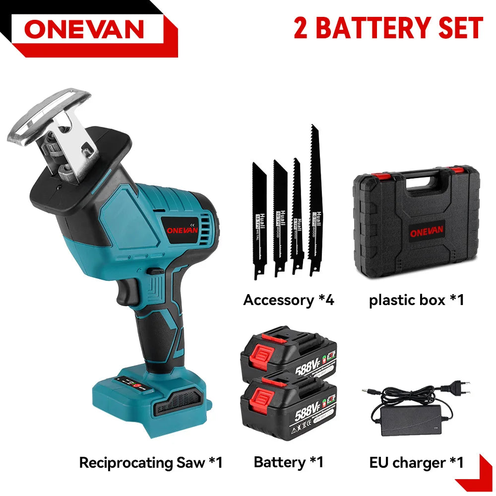 ONEVAN Brushless Cordless Electric Reciprocating Saw Electric Saw Variable Speed Metal Wood Cutter For Makita 18V Battery Pin