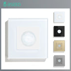 BSEED Human Body Sensor Switch Wall Lamp Switch 90℃ Infrared Motion Detector Galss Frame Plastic FrameEU Standard Light Switches