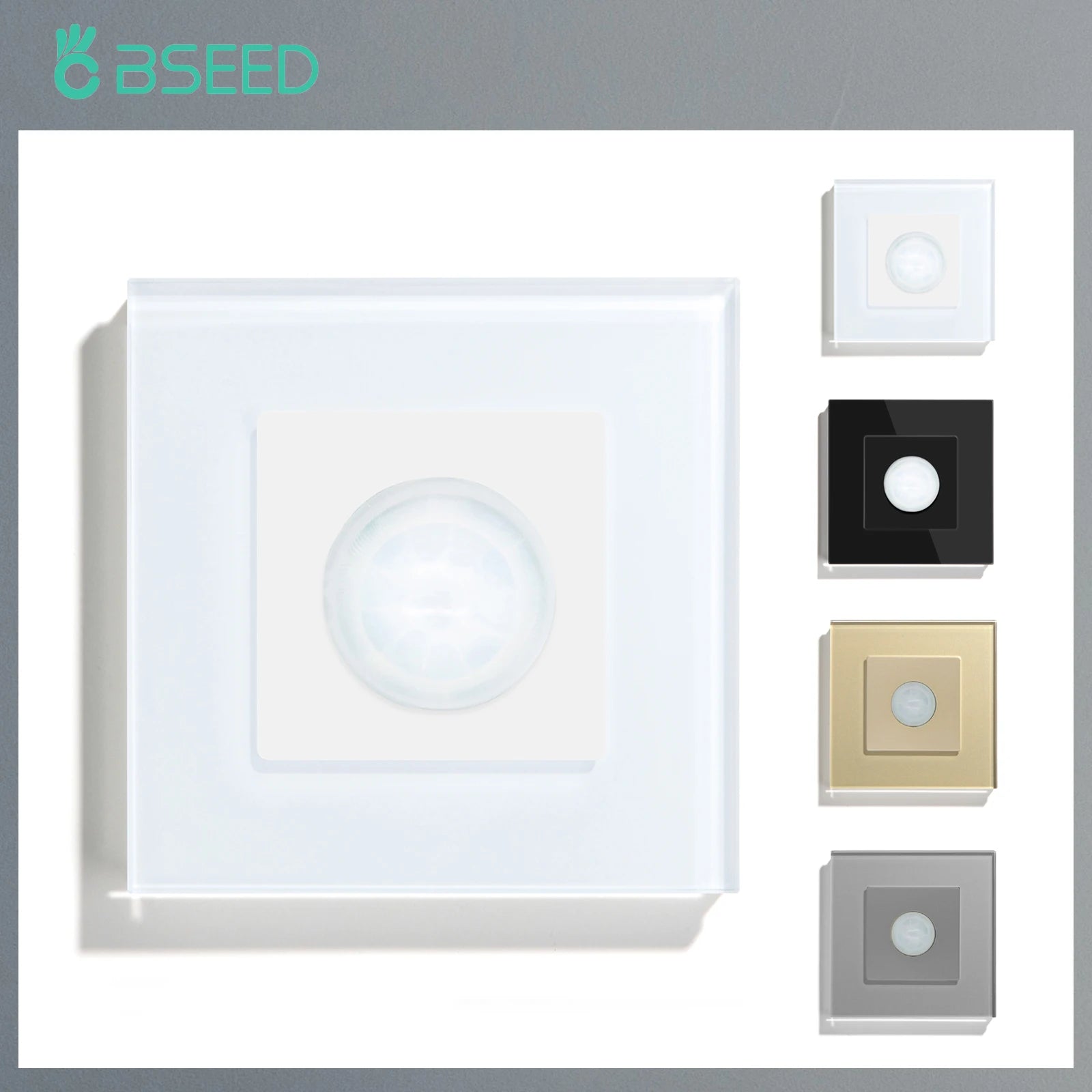 BSEED Human Body Sensor Switch Wall Lamp Switch 90℃ Infrared Motion Detector Galss Frame Plastic FrameEU Standard Light Switches
