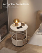 VASAGLE side table round small table coffee table small living room table with fabric basket living room storage space