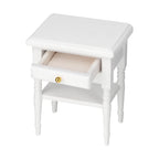 Bedside Table Furniture Wood Bedside Table 1:12 White Mini Bedroom Furnishing Articles Wooden Bedside Table Model