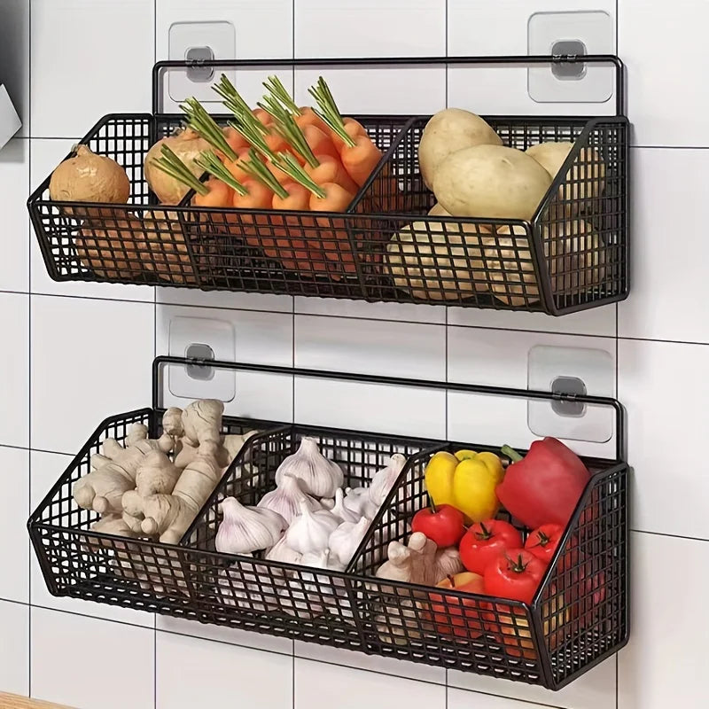 Kitchen Shelf Snack Multi-Functional Vegetable Spice Organizer Wall-Mounted Shelf Over-The-Door Hanging Basket