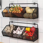 Kitchen Shelf Snack Multi-Functional Vegetable Spice Organizer Wall-Mounted Shelf Over-The-Door Hanging Basket