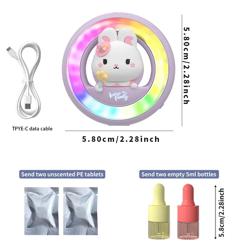 2025 new voice-activated RGB car air outlet aromatherapy car colorful music atmosphere lamp Type-C charging port