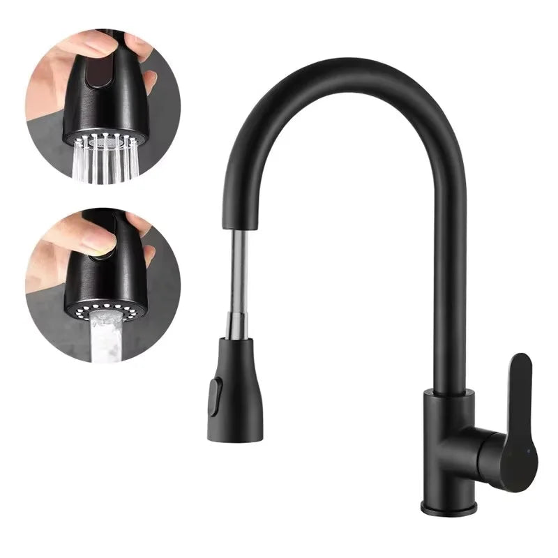 Modern Stainless Steel 360° Rotating Telescopic Kitchen and Bathroom Faucet Durable Staineless Steel Sink Basin Tap for Home