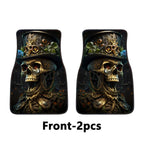2/4PCS Gentleman Skull Pattern Car Floor Mats Water-absorbent Anti-slip Anti-fouling Mats for Car Front and Back Seat Carpets