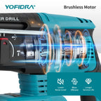 1680W 26mm Brushless Electric Hammer Cordless Efficient Rechargeable Hammer Impact Drill Power Tool For Makita 18V Battery Pin