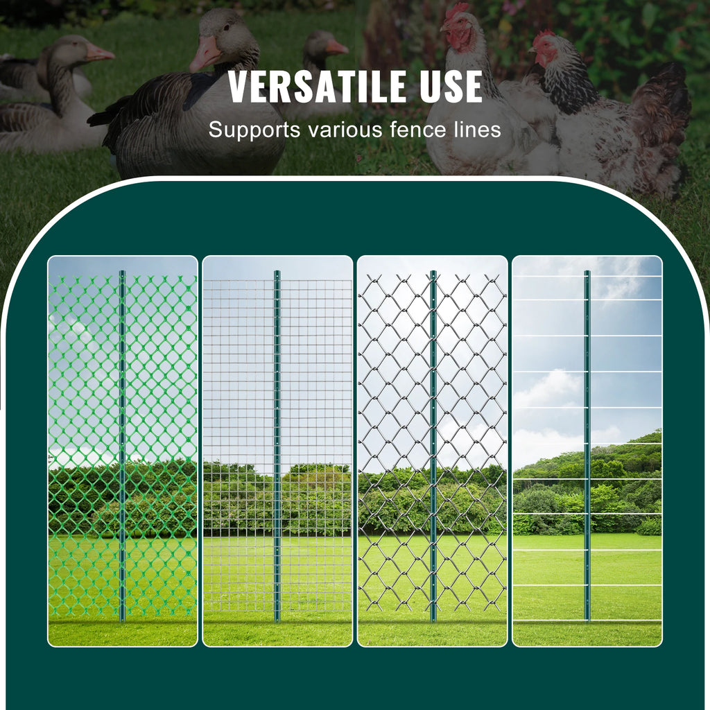 VEVOR Fence Post T-Post Heavy Duty Metal Fence Posts Sturdy Steel Fence Stakes for Garden Yard Lawn Farms & Outdoor Wire Fencing