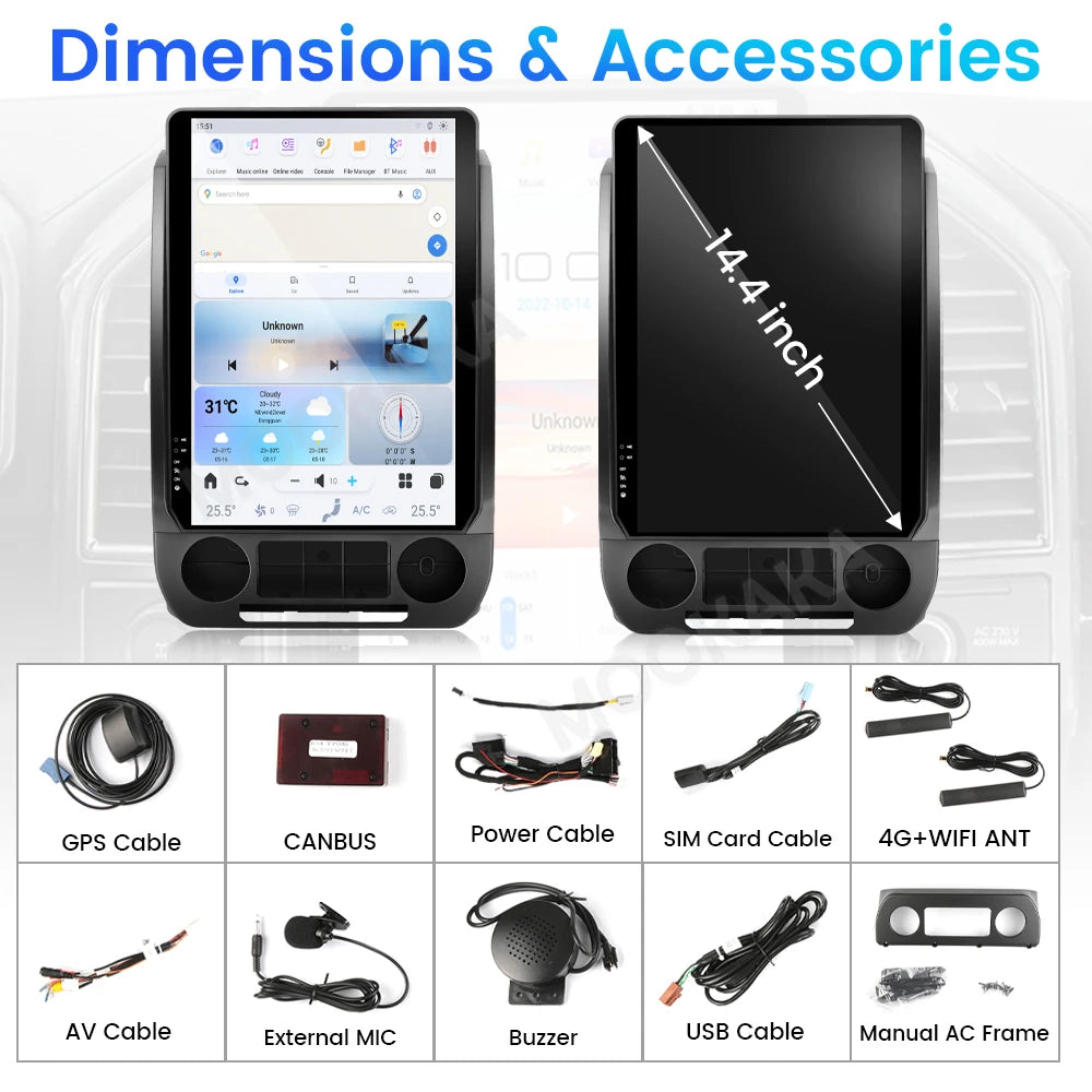 14.4" inches Android 13 8+128G T-Style Screen Car Stereo Multimedia DSP Player For Ford F150 2015-2020 GPS Audio Radio Head Unit