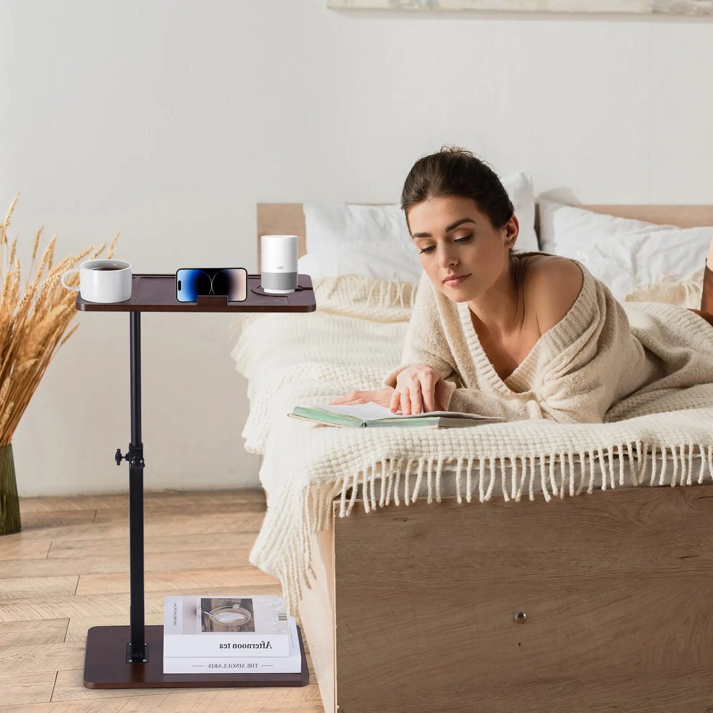 Simple Coffee Table Bedside Storage Rack Side Table Sofa Side Table with 2-Tier Storage Shelf Home Living Room