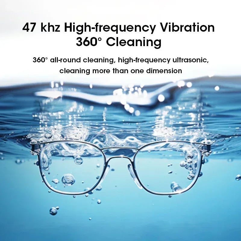 Mini Ultrasonic Household Cleaner High-Frequency Vibration Tool for Glasses Jewelry Tableware Deep Cleaning