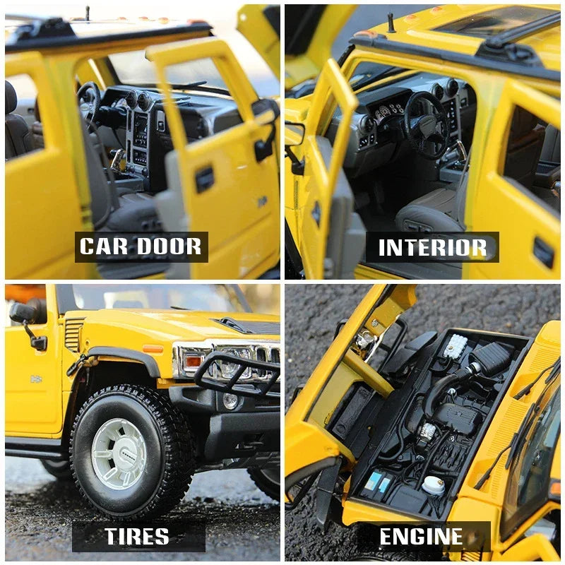 1:18 New Hummer H2 H1 Jeep alloy car model simulation car decoration collection gift toy Die casting model boy toy