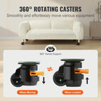 VEVOR 4 Pcs Leveling Casters Heavy Duty Swivel Caster Wheels with Handle Design Height Adjustable Feet for Workbench Machine