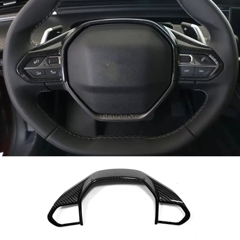For Peugeot 508 2019 2020 2021 2022 CarbonFiber interior Accessories gear shfit panle steering wheel seat switch Air vent Cover