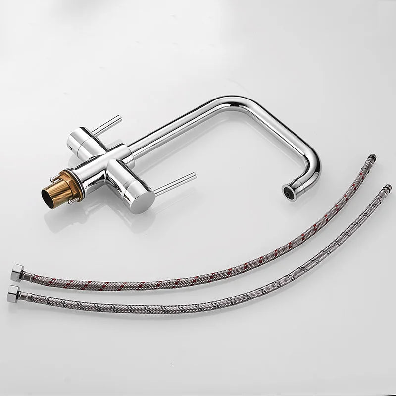 ROVATE 3 in 1 Kitchen Faucet, Hot and Cold Kitchen Sink Faucet with Drinking Faucet Water Filter