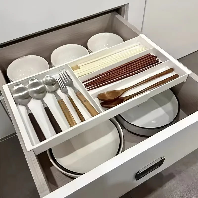 Silverware Drawer Organizer Expandable Cutlery Organizer Utensil Tray for Kitchen Organizers Flatware Tray Kitchen Holder Shelf
