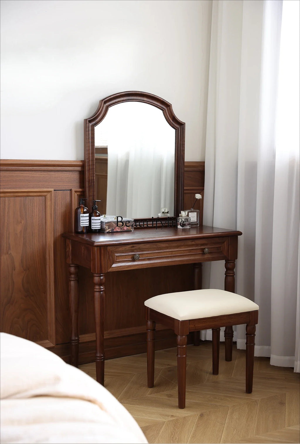 FG11North American black walnut dresser Nordic solid wood makeup table Modern simple log light luxury