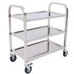 3 Floors Stainless Steel Serving Trolley Transport Cart  Kitchen Roller