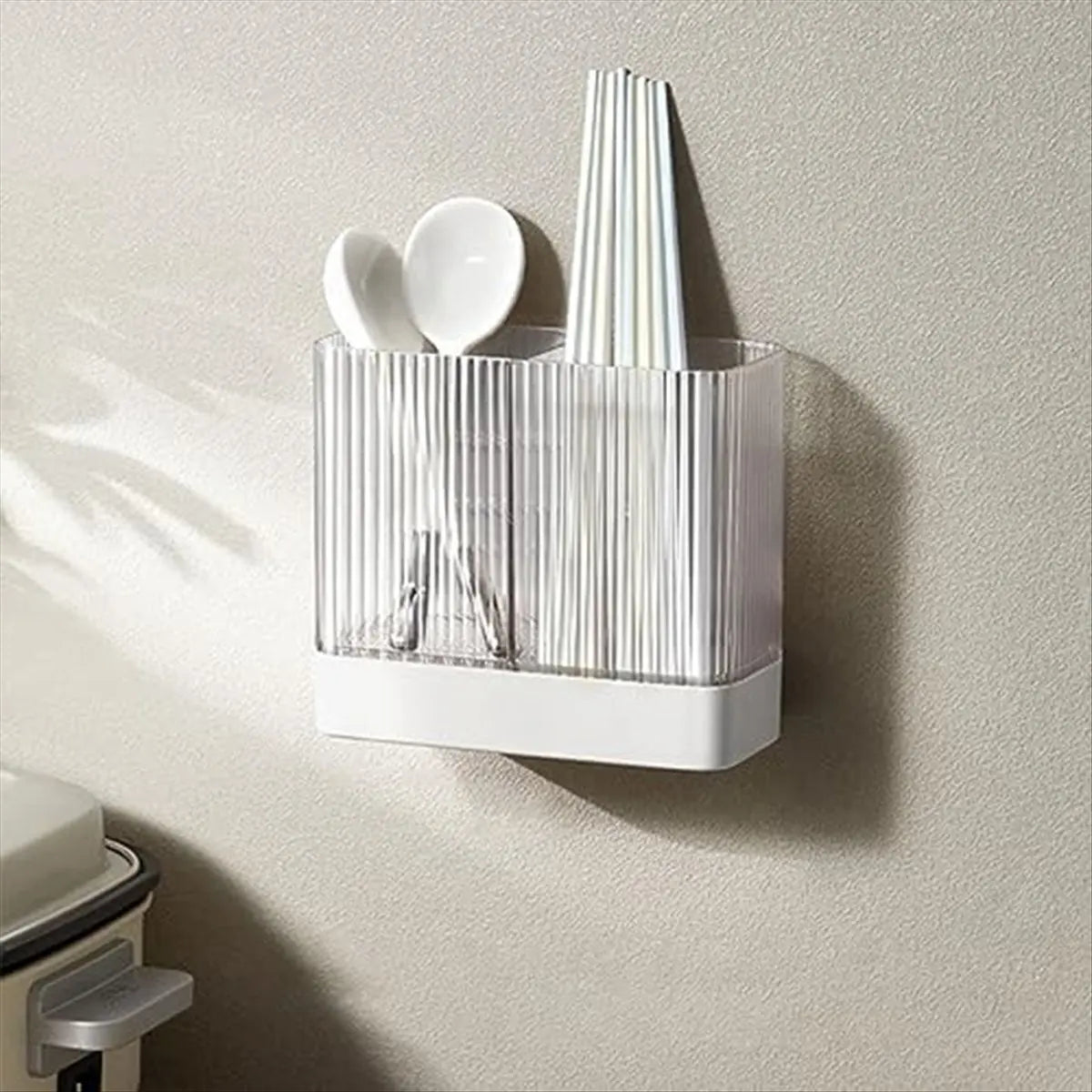 [CLOS] Utensil Holder, Cooking Utensil Crock Wall Mounted Utensil Organizer Countertop Utensil Storage for Kitchen,White