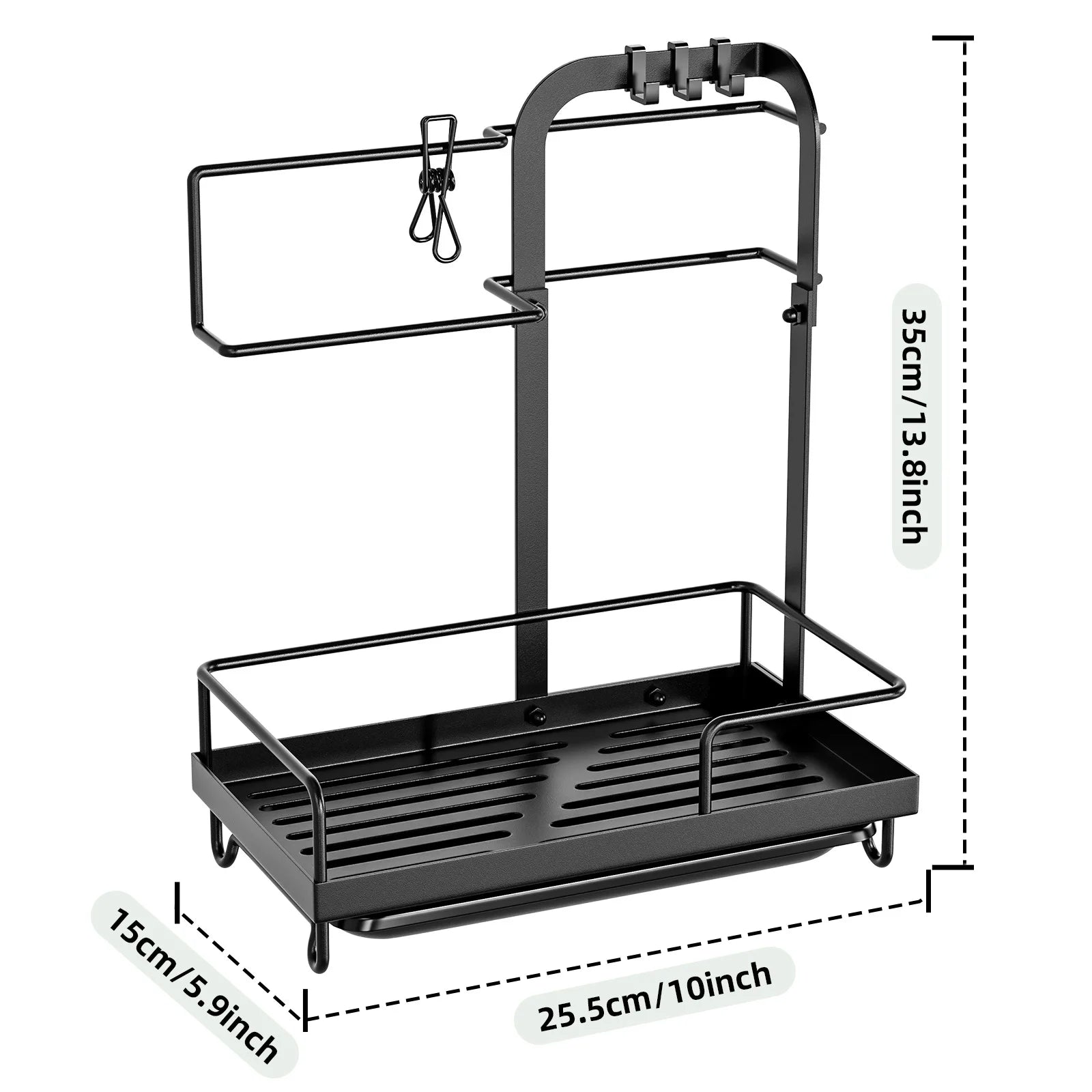 Kitchen Dish Rack With Drain Rack And Storage Shelf Countertop Sink Towel Holder Rod-Attached Dish Rack Storage Cages