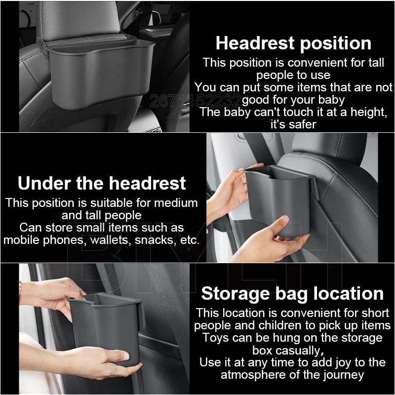 Car TPE Storage Box For TESLA MODEL 3/Y Car Seat Back Storage Box Multifunctional Car Cup Holder Trash Can Auto Accessories