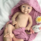 Lifelike 17Inch Baby Girl Vivienne Silicone Reborn Doll Handmade Soft Blue Eyes Adorable Rebirth Doll for Collector’s Gift